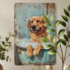 2D Flat, Creative Soaking Dog Vintage Metal Tin Sign, Gym Bar Cafe Garage Tin Painting, Restaurant Home Forest Garden Wall Indoor Outdoor Vintage Deco