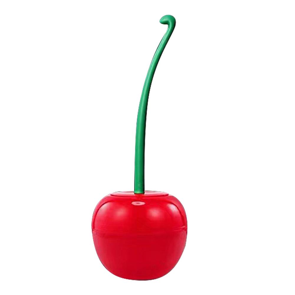 Cherry Shaped Toilet Brush Long Handle Creative Lavatory Brush with Holder Toilet Bowl Brush Stains Removal Bathroom Accessories