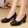 Soft Sole Comfortable Soft Leather Work Shoes Comfortable Mid-heel Four Seasons Women's Thick-heeled Non-slip Leather Shoes