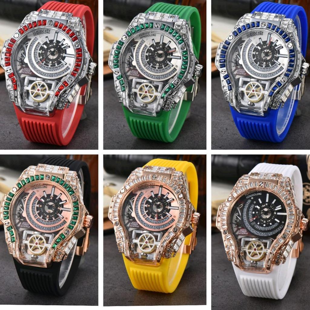 Men's Quartz Watch with Three-Needle Design, Sports Style, Irregular Full Diamond Shape, Similar to Jason Statham's Watch in Warcraft.