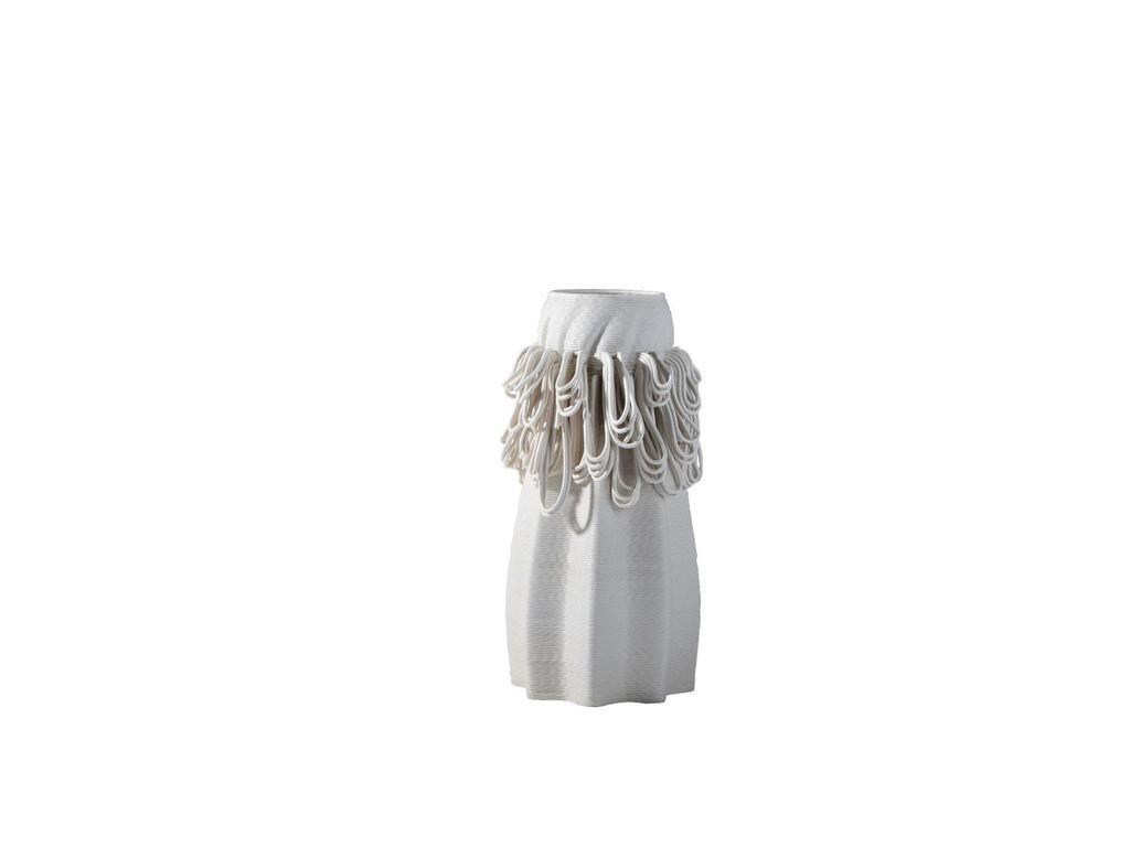 Modern Minimalist 3D White Ceramic Vase: Elegant Living Room Decoration and High-End Flower Container