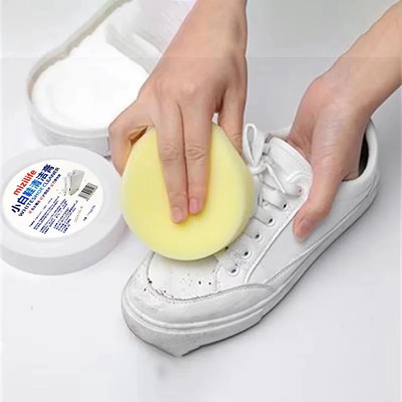 1Pcs White Shoes Cleaning Cream With Spge Multifunctial No-wash Shoes Stains Removel Special Household Shoes Cleaner Kit
