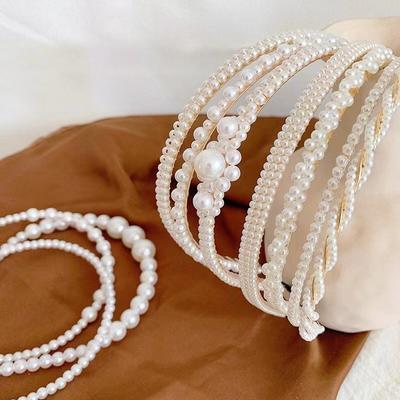 Neue Perlenstirnbänder Süße Tiara Haarband Einfaches Süßes Perlenblumen Handgefertigtes Geflochtenes Haarband Mode Frauen Haaraccessoires