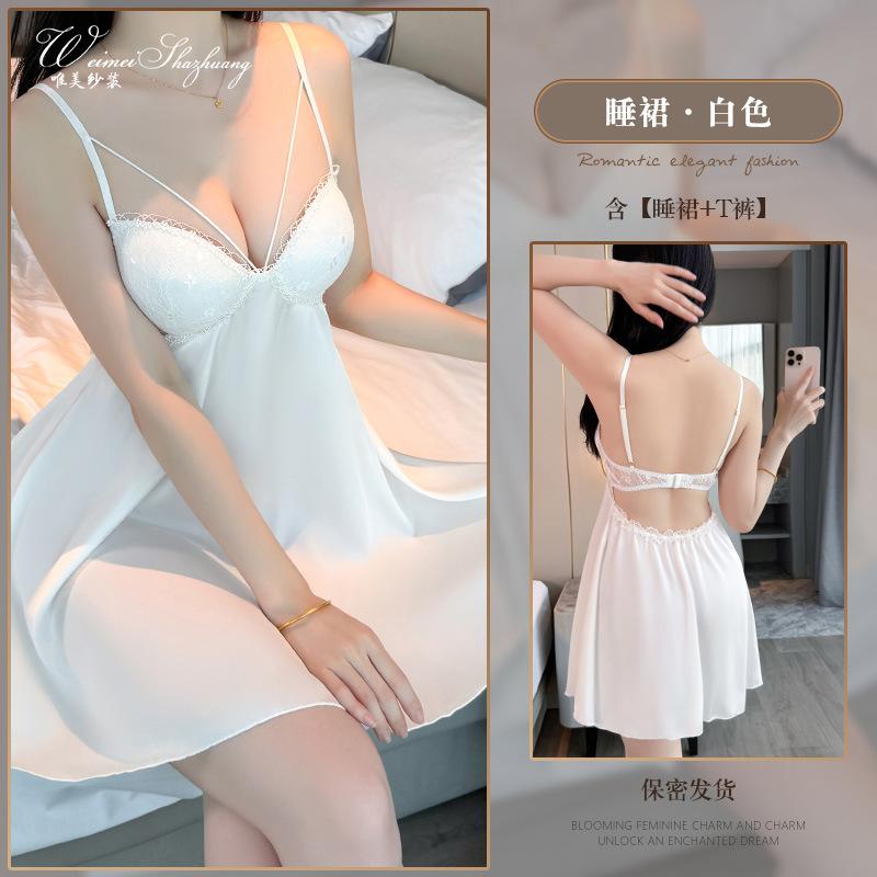 

Beautiful yarn new pure desire suspender female deep V with chest pad sexy backless home lace M