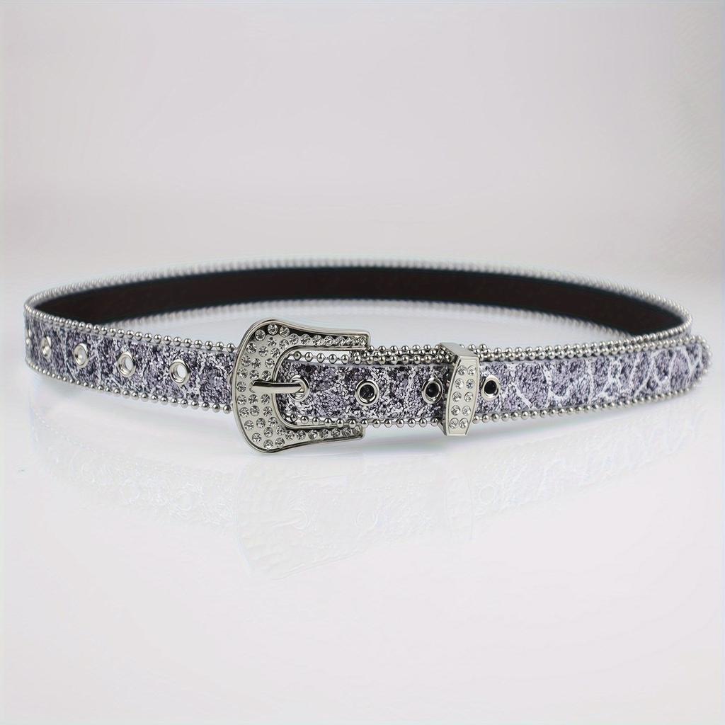 Shinning Rhinestone Belts for Y2k Girls Adjustable Pin Buckle Belt for Cowboy Cowgirl Teens Female Jeans Skirt Waistband