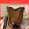 Urban Minimalist Suede Tote Bag With Lock Closure For Daily Use And Office Style
