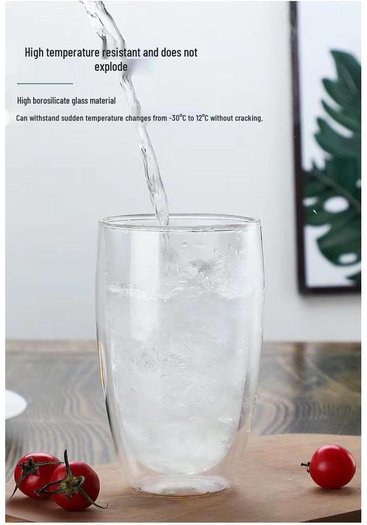 Double-Walled High-Temperature Resistant Glass Cup for Coffee, Milk, and Tea