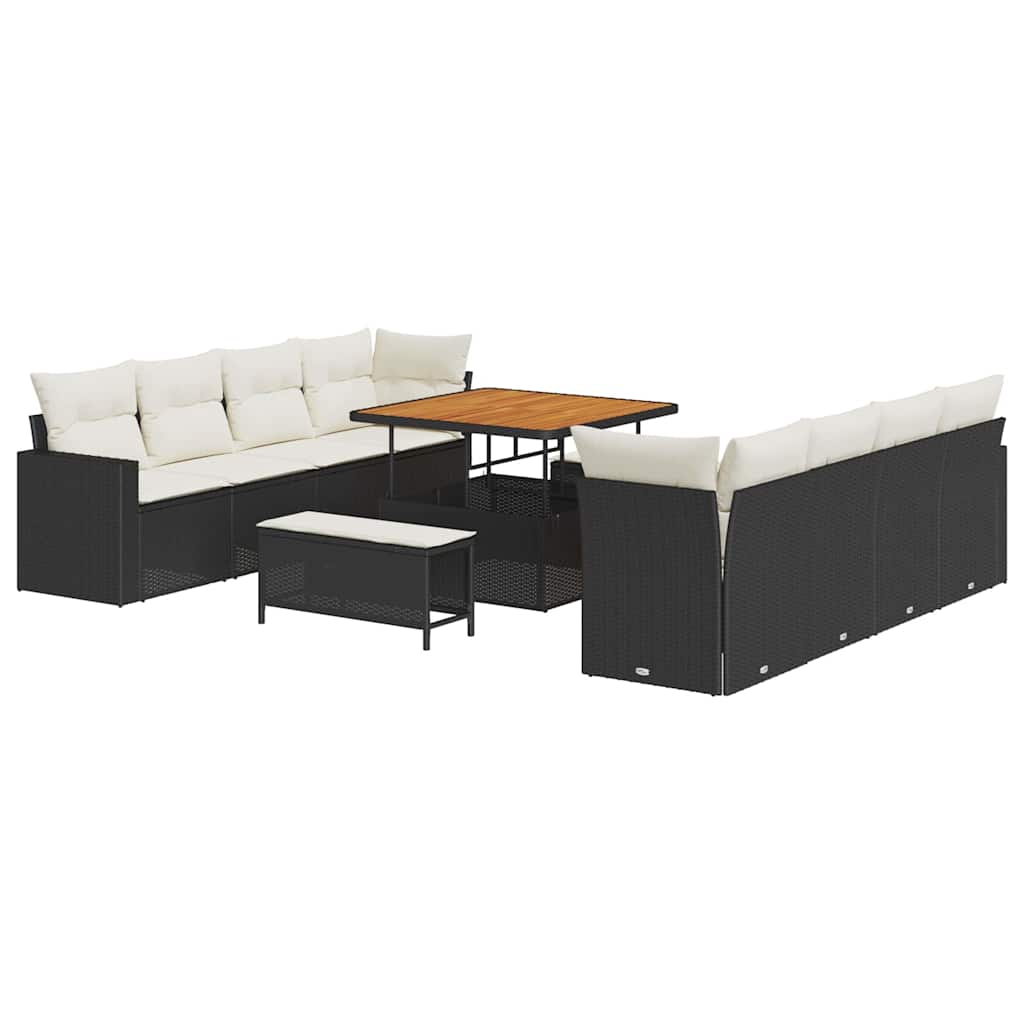 Garden Sofa Set 11 pcs Black Poly Rattan