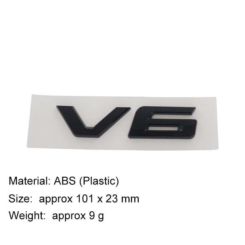 

3D Premium ABS V6 Sticker Tail Bumper Badge Auto Rear Trunk Emblem Accessories black