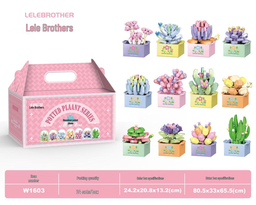 Preserved Flower Bonsai & Rose Succulent Building Blocks - Compatible with LEGO