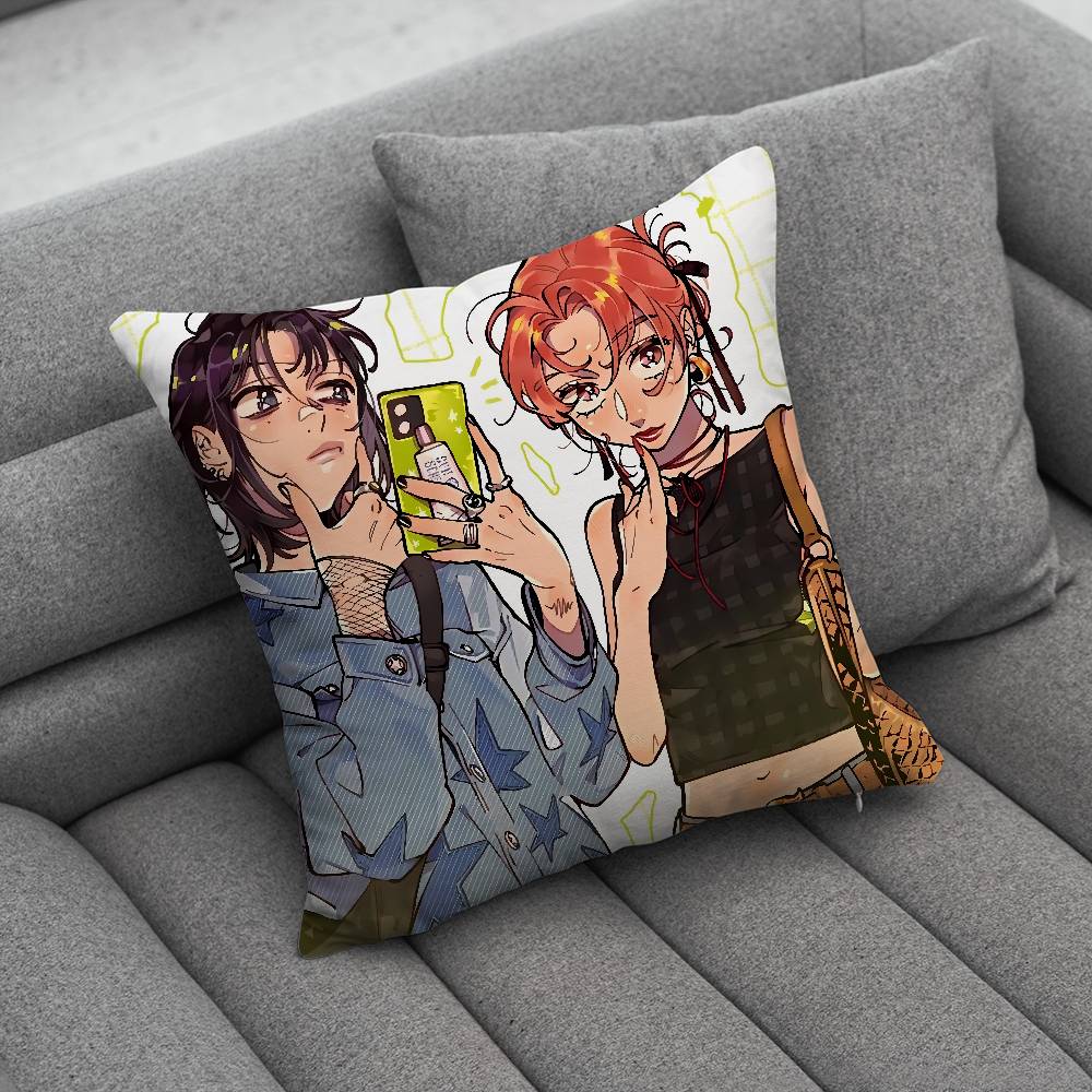 AAya Oosawa And MMitsuki Koga Print Pattern Sofa Cushion Cover Pillowcase Home Party Car Bedding