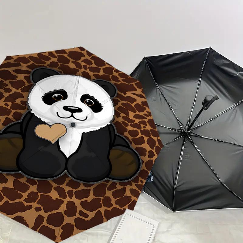 1PC Panda Heart Umbrella-8-Rib Reinforced, Automatic Open, Lightweight & Durable, Cute Fashion Accessory for Outdoor-P79