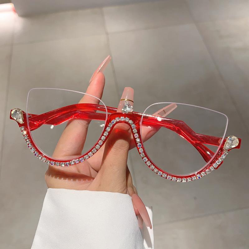Vintage Anti Blue Light Optical Diamond Cat Eye Glasses Women For Female Luxury Brand Designer Myopia Prescription Eyewear Frame