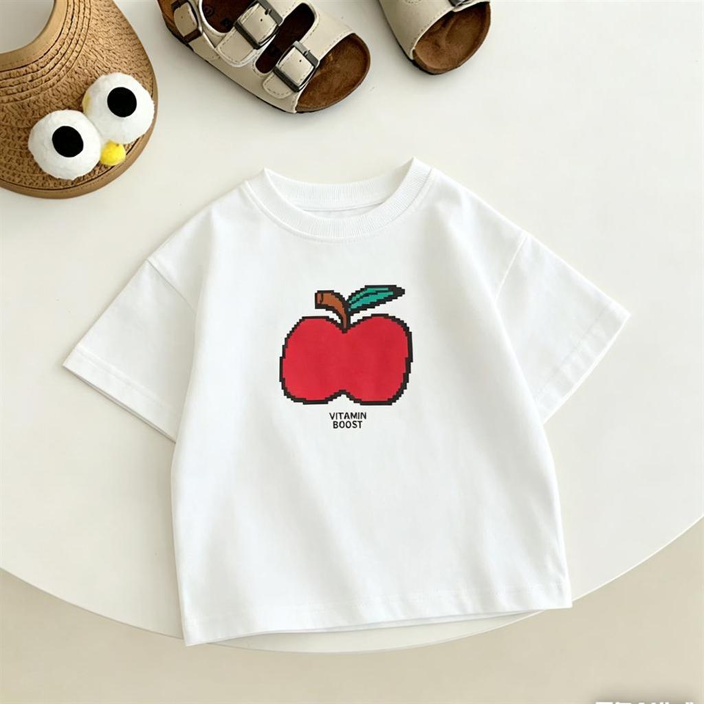 2026 Summer Childrens Cute Tshirt Fruit Print Fashion Cute Tshirt Top