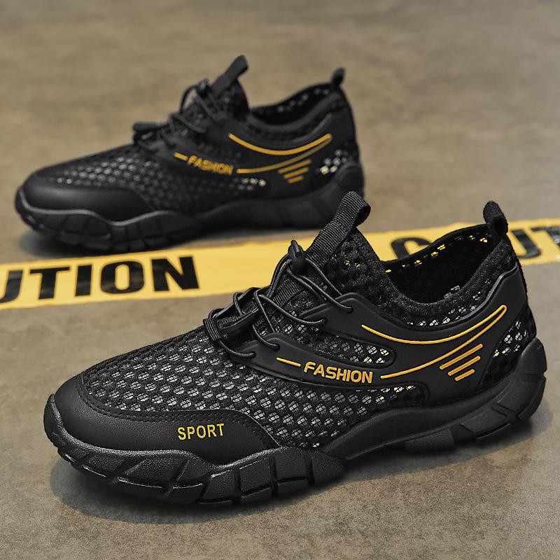 Sandales plates décontractées en maille pour hommes d'été Respirantes à séchage rapide Chaussures sandales de wading pour hommes Outdoor Randonnée Course Baskets Sandalias