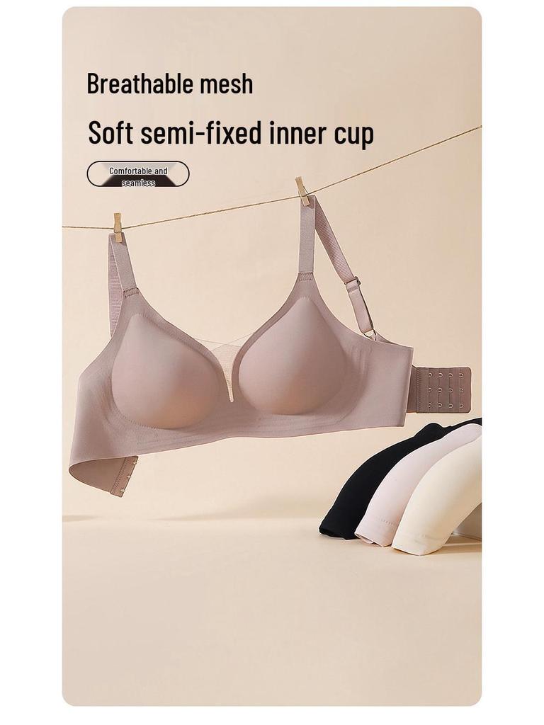 Seamless Large Size Deep V Wireless Bra for Women with Small Bust