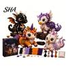 Kit da Cucito per Principianti Halloween Friends Patchwork Kit, Animale Fai da Te Crea 4 Lavori Manuali Carini Personaggi Adorabili, Artigianato per Principianti Regalo Fatto a Mano Festività