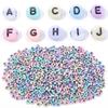 100pcs Acrylic Letter Beads Mixed Color Flat Round Alphabet Loose Spacer Beads For Jewelry Making DIY Bracelet Necklace Supplies