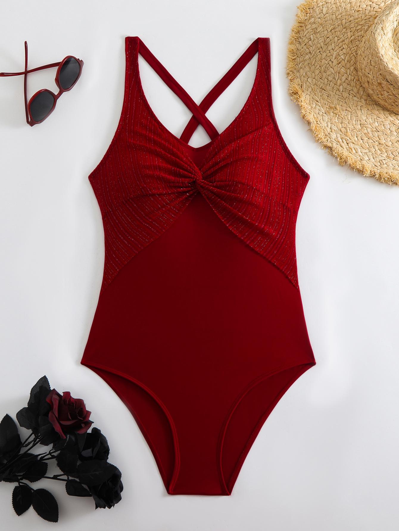 

Женский сексуальный европейский и американский слитный купальник - Облегающая купальная одежда для взрослых Large красный