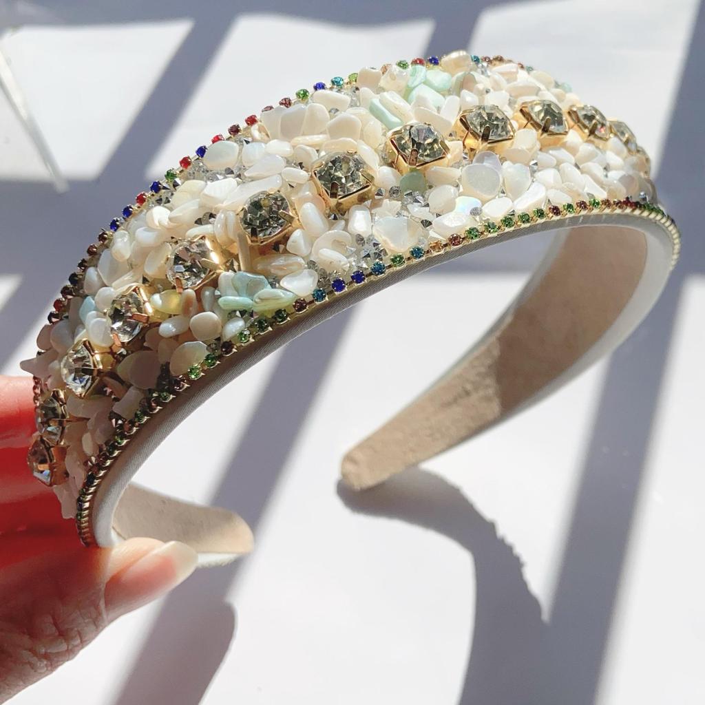 Bentiță Lățime cu Strassuri Turcoaz Sfărâmat Stil European & American – Accesorii de Păr Versatile High-End pentru Femei pentru Toamnă & Iarnă