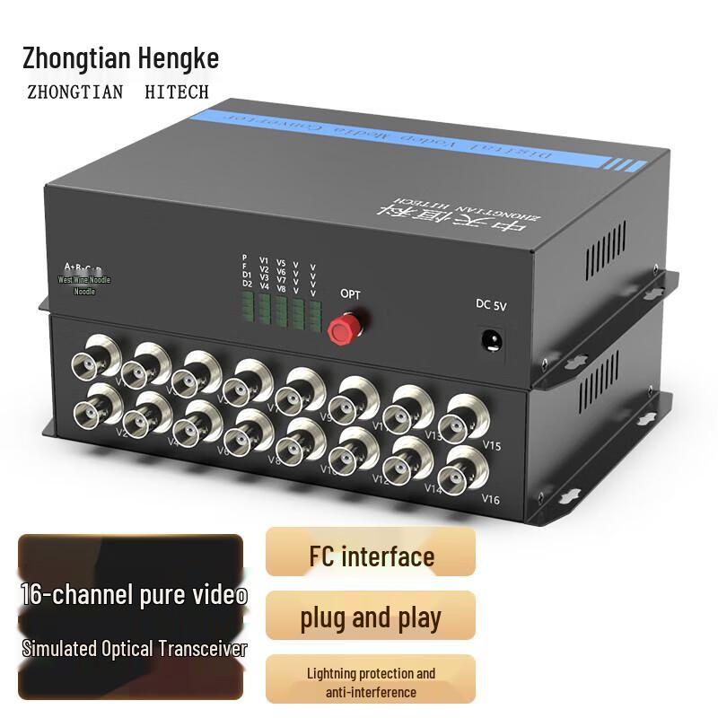 16-Channel Analog Video Fiber Optic Transceiver