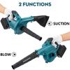 2 In 1 398VF 3000W Foldable Cordless Electric Air Blower Blowing Suction Leaf Blower Dust Cleaner For Makita 18V Battery