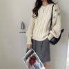 Twist sweater women's autumn and winter Korean small loose lazy wind outer wear knitted sweater women's thickened crew neck top