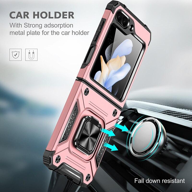Fashion Protable Ring Ring Bag Case for Samsung Galaxy Z Flip5 Flip 5 Zflip5 5G Strong Armor Cover Capa