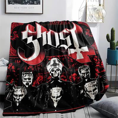 1 Τμχ Φανελένια Κουβέρτα με Εκτύπωση Ghost Band, Υψηλής Ποιότητας, Άνετη για Όλες τις Εποχές, Διακόσμηση Σπιτιού, Ζεστασιά και Άνεση, Ιδανική για Χριστουγεννιάτικα Δώρα