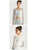 Women's Sexy Mesh Lace Long Sleeve Yoga Top and Bra Two-Piece Pilates Set