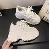 Fashion 8.5CM Women's Mesh Dad Shoes Thick Bottom Platform Sneakers New 2025 Autumn Casual High Heel Sport Shoes Breathable