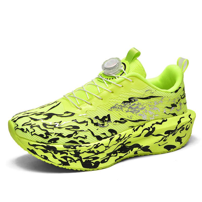 Cross 2025 Fluorescent Running Shoes: Soft Sole Carbon Plate, Parent-Child Couple Style, Heartbeat Design.