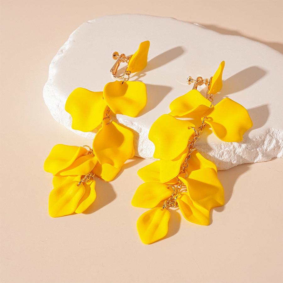 No Ear Piercings, Wrinkled Acrylic Petals, Long Fringed Earclips, Personalized Earrings.