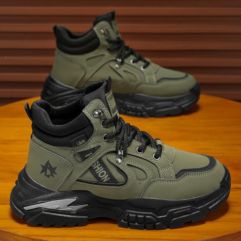 High-top Men's Shoes Autumn Leather Thick-soled Non-slip Martin Boots Autumn Outdoor Mountaineering Sports and Leisure Boots