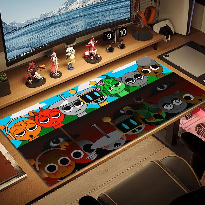 Tappetino per Mouse Sprunki, Tappetino da Scrivania XXL per Gaming, Mousepad Antiscivolo XXL per Laptop e Tablet, Tappetino per Mini PC con Bordi Cuciti