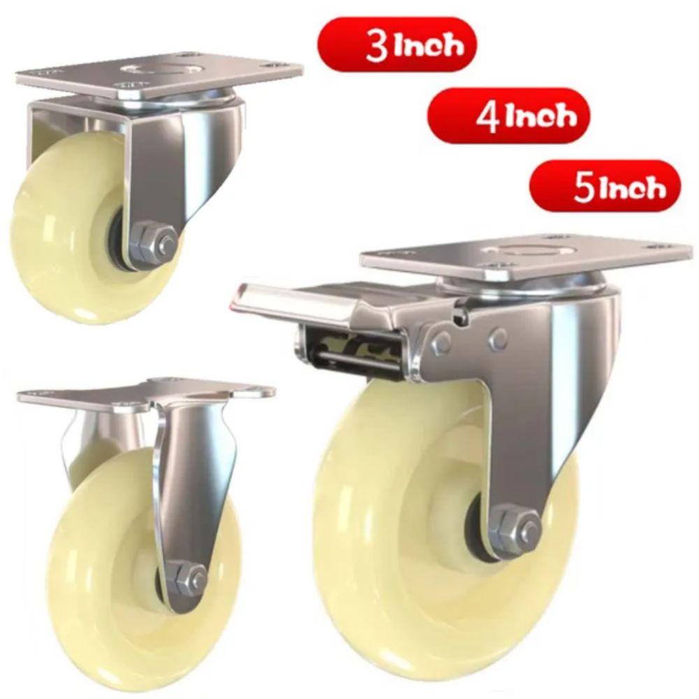 Soft Rubber Heavy Duty Casters High Load Bearing Furniture Wheel White Nylon Universal Wheel  Chair