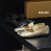 Summer Silver Mary Jane Shoes 2025 New Retro Flat-bottomed Niche Design Ballet Flat-bottomed Casual Shoes