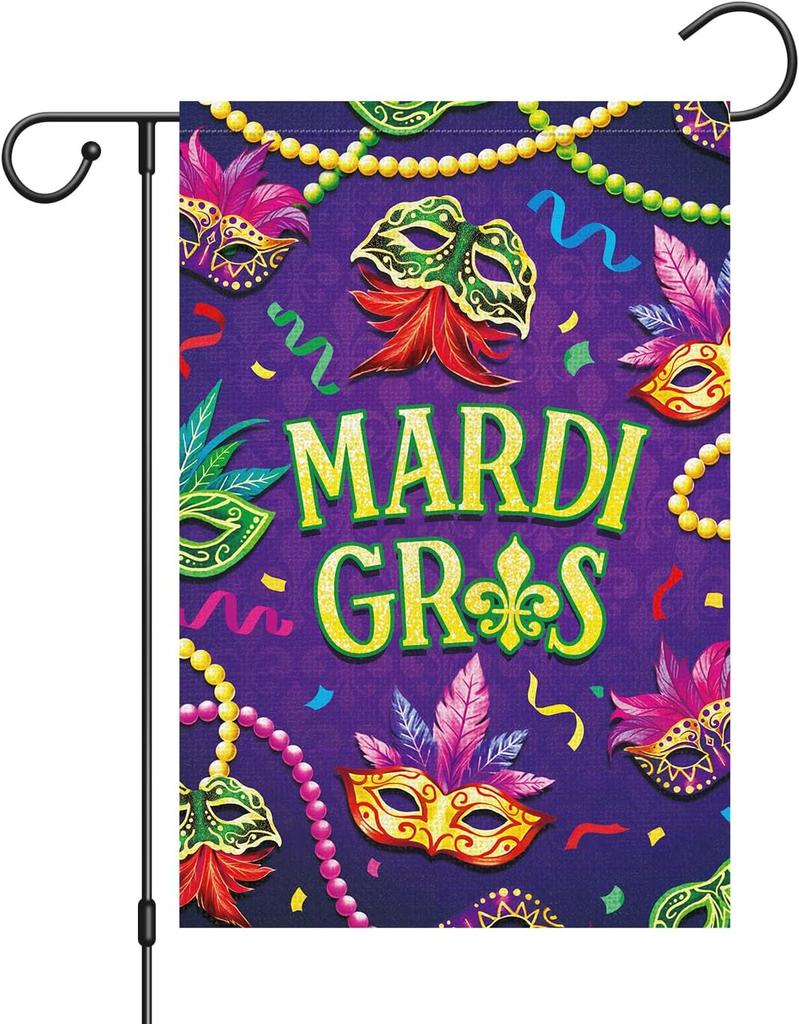 Louise Maelys Mardi Gras Garden ag 12x18 Double Sided Vertical, Burlap Small Welcome Masquerade Mask Garden Yard House a WZZ