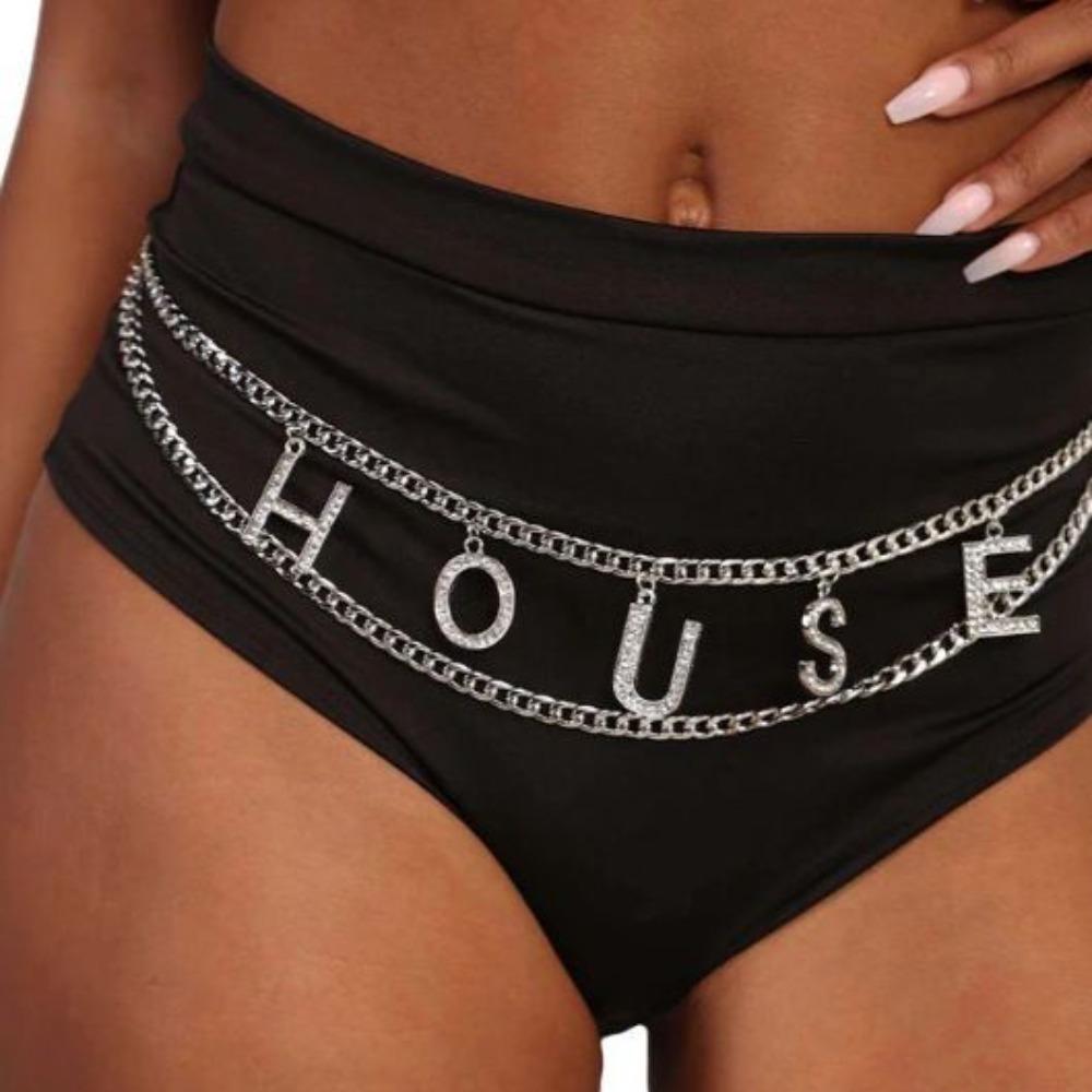 

1pc Beach Holiday Style Bikini Matching Waist Chain Diamond Letter Fashion Waist Ornaments Women s Accessories Women s Belts One size