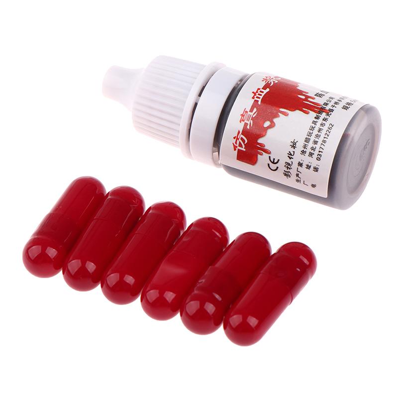 

6Pcs/10Pcs Realistic Fake Blood Pills Vampire Capsules Horror Scary Funny Trick Toys Halloween April Fools Day Party Props
