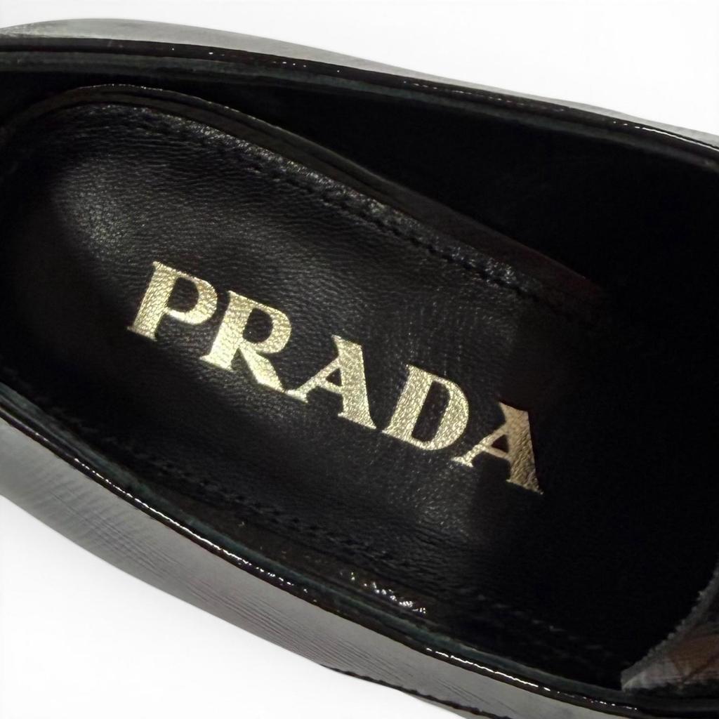 Skvělé kožené boty PRADA Špičatá šněrovací boty černá kůže Dámské 38 Použité