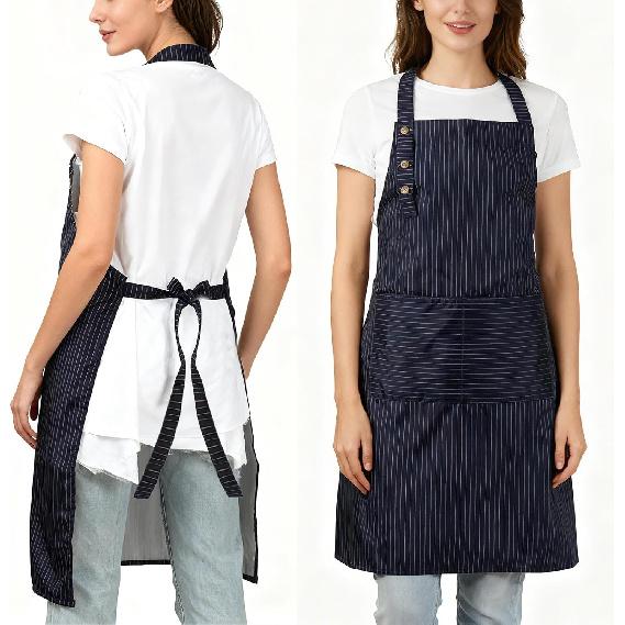 Adjustable Bib Apron Waterdrop Resistant with 2 Pockets Cooking Kitchen Aprons for Women Men Chef