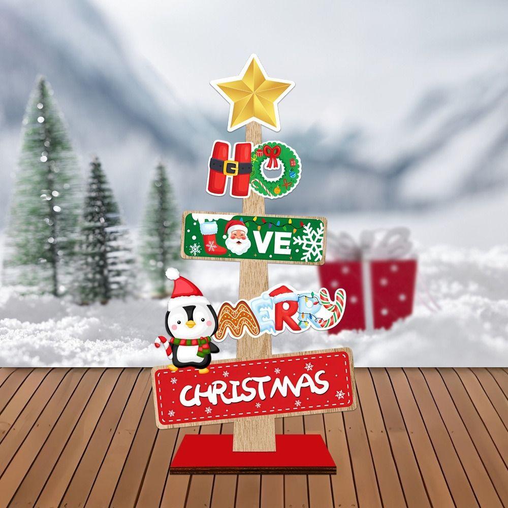 Wooden Material Wooden Xmas Tree Ornaments Welcome Sign Tree-Shaped Snowman Sign Festive Messages Themed Ornaments