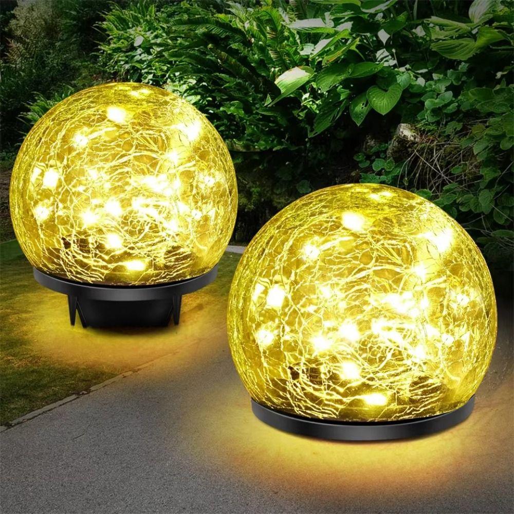 Cracked Glass Solar Globes Waterproof Ball Lights Pathway Decoration Solar Lights Landscape
