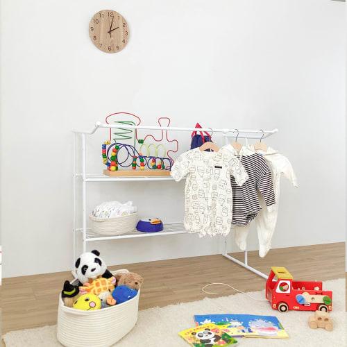 HEIAN SHINDO OHW-40 Closet Storage Shelf with Hanger Pipe, Horizontally Expandable, White, Width 76-105cm, Height 90cm, Depth 56cm, Heian Shindo Kogyo