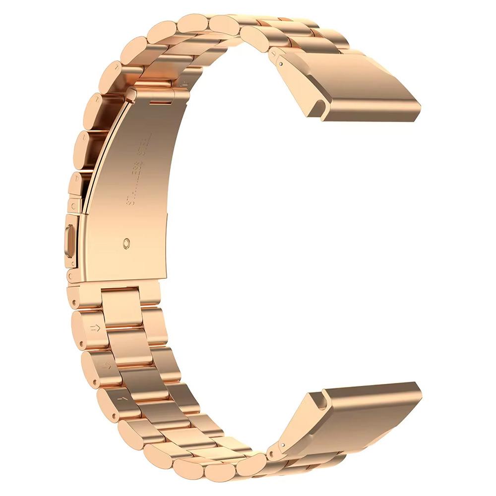 

For Garmin Fenix 7S/7S Pro/6S/6S Pro Watch Band 20mm Stainless Steel 3-Bead Wrist Strap Rose Gold
