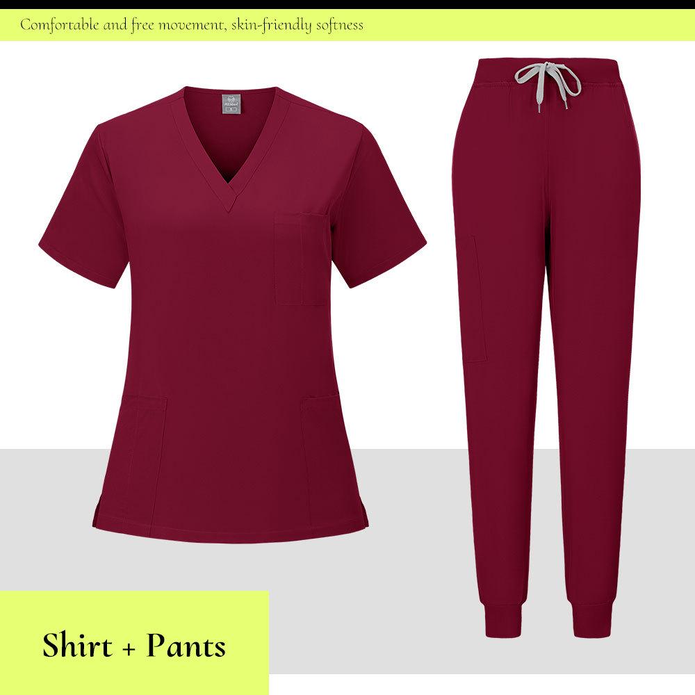 Ready-To-Ship: TEM Women's Scrub Set - 13 Colors, Four-Way Stretch, Short Sleeve, Long Pants