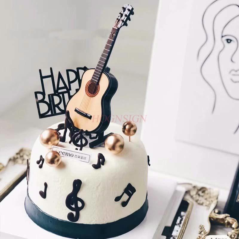 10 Pezzi Decorazioni Torta di Compleanno Chitarra Musicale Violino Ornamenti Note Acrilico Inseribili Strumento Musicale Tema Accessori da Forno