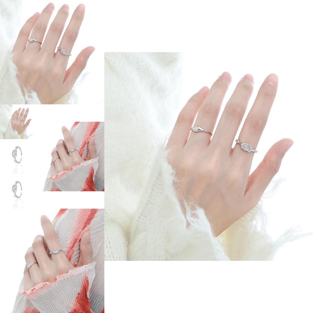 Chic Minimalist Opal Ring For Women Stylish Copper Open Finger Ring Geometric Design 2023