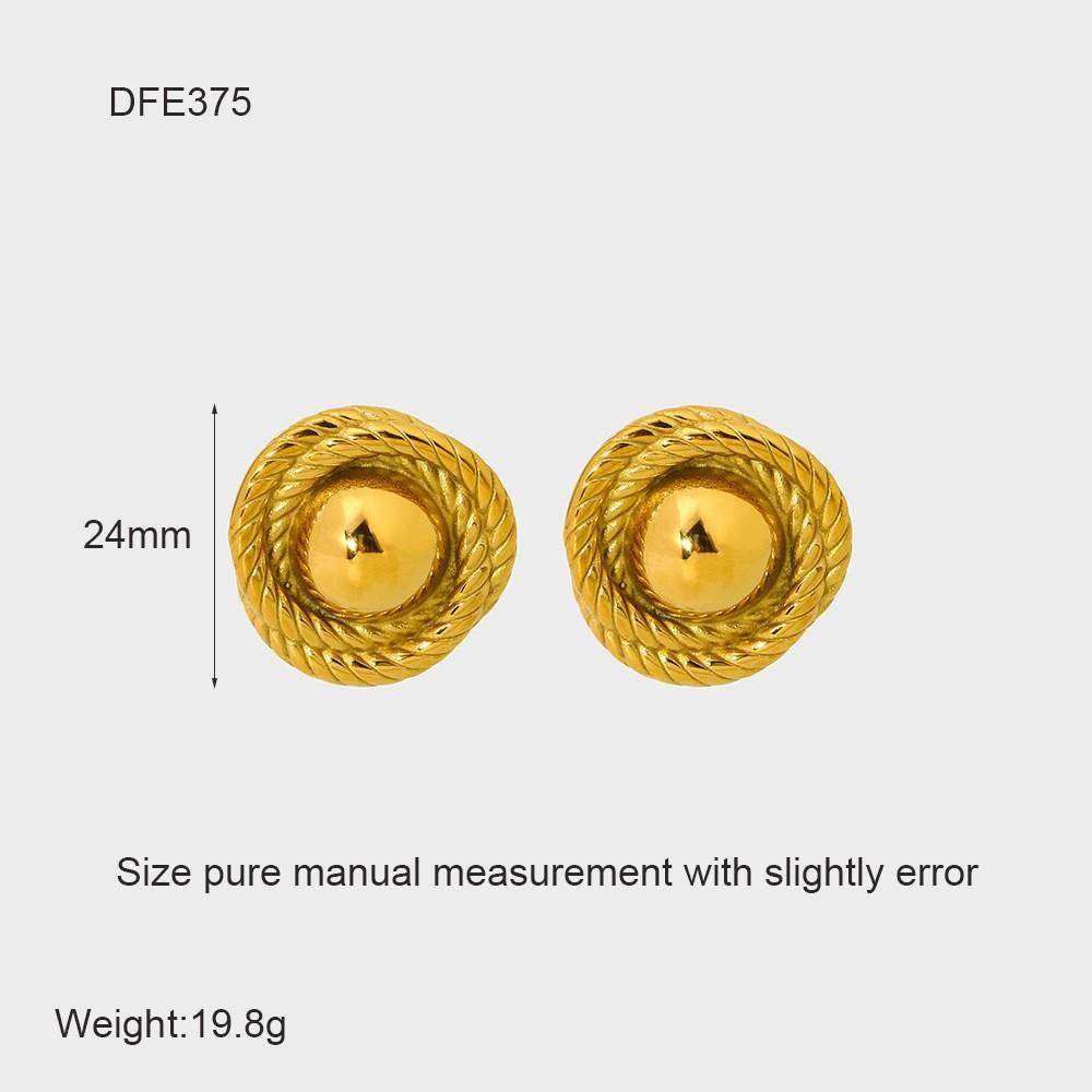 European and American stainless steel twist texture spiral conch stud earrings women's plated 18k gold waterproof earrings light luxury high sense